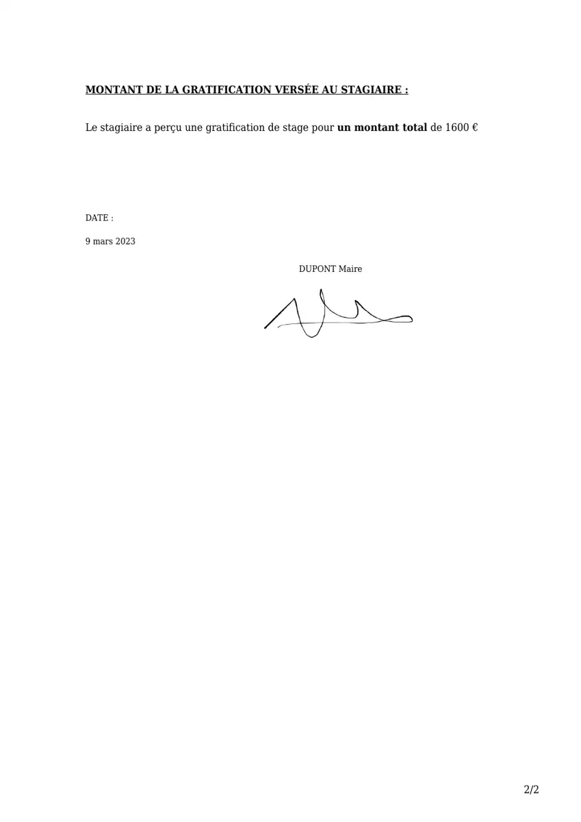 Exemple 1 — Attestation de Stage — page 2