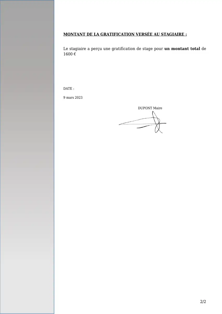 Exemple 2 — Attestation de Stage — page 2