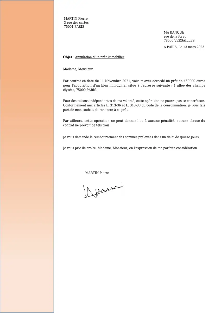 Exemple 2 — Annulation Prêt Immobilier — page 1